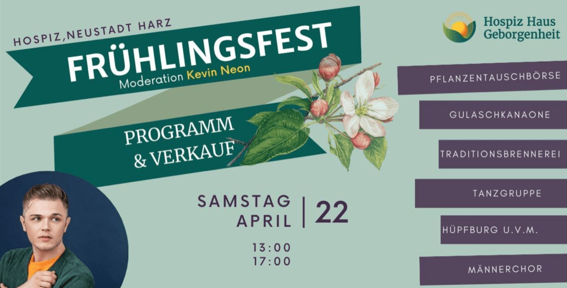 Das Frühlungsfest des Hospiz Haus Geborgenheit in Neustadt am 22. April 2023. Moderiert von Kevin Neon.